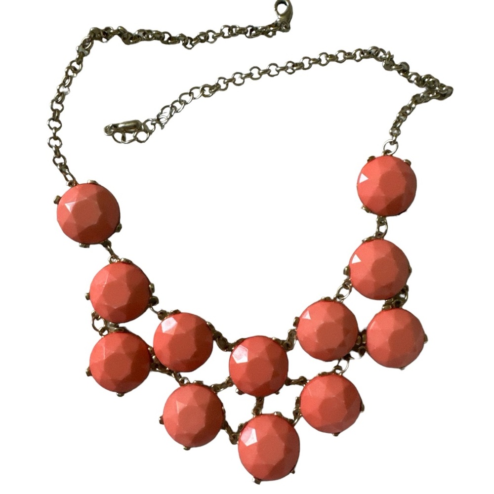 ❤️3/18$ Salmon costume jewelry statement necklace w extendable chain for length